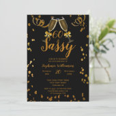 60ste Verjaardagsfeest Zwart | Nep goudchampagne Kaart (Staand voorkant)