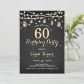 60ste verjaardagsfeestje - Chalkboard Gold Kaart (Staand voorkant)