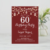 60ste verjaardagsfeestje - donkerrood kaart (Staand voorkant)