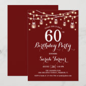 60ste verjaardagsfeestje - donkerrood kaart (Voorkant / Achterkant)