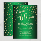 60ste verjaardagsfeestje - Goud Groen Kaart (Voorkant / Achterkant)