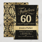 60ste verjaardagsfeestje - Goud Zwart Kaart (Voorkant / Achterkant)