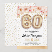 60ste verjaardagsfeestje - gouden ballonnen kaart (Voorkant / Achterkant)