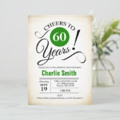 60ste verjaardagsfeestje - Groen Zwart Wit Kaart (Staand voorkant)