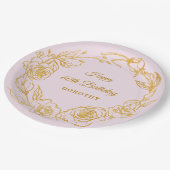 60ste verjaardagsfeestje Luxe Goud Roos Bloemenroz Papieren Bordje (Gekanteld)