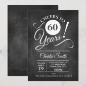 60ste verjaardagsfeestje met krijtbordpatroon kaart (Voorkant / Achterkant)