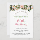 60ste verjaardagsfeestje namiddag thee bloemig  kaart (Voorkant)