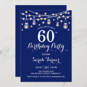 60ste verjaardagsfeestje - Navy Blue Kaart (Voorkant / Achterkant)