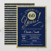 60ste verjaardagsfeestje - Navy Gold ELK JAAR Kaart (Voorkant / Achterkant)