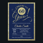 60ste verjaardagsfeestje - Navy Gold ELK JAAR Kaart<br><div class="desc">60e verjaardag Party uitnodiging in faux glitter goud en marineblauw. Proost 60 jaar! Gelieve te berichten ons als u verdere aanpassing nodig hebt.</div>