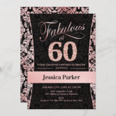 60ste verjaardagsfeestje - Roos Goud Zwart Kaart (Voorkant / Achterkant)