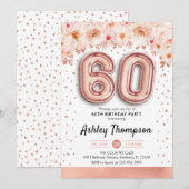 60ste verjaardagsfeestje - Roos gouden ballonnen Kaart (Voorkant / Achterkant)