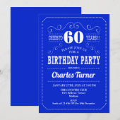 60ste verjaardagsfeestje - Royal Blue White Kaart (Voorkant / Achterkant)