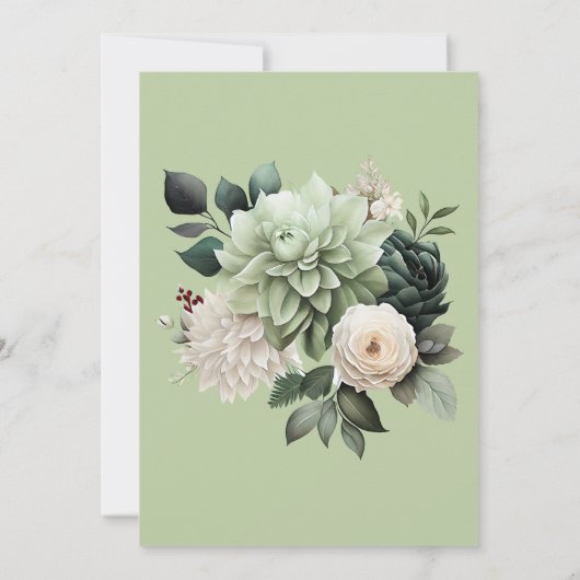 60ste verjaardagsfeestje Sage Groene Bloemen Kaart (Achterkant)