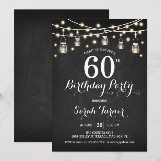 60ste verjaardagsfeestje - schoolbord kaart (Voorkant / Achterkant)