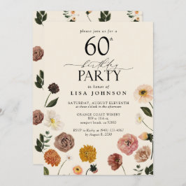  60ste verjaardagsfeestje Terracotta Flowers Kaart