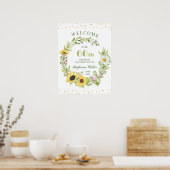 60ste verjaardagsfeestje Zonnebloem Bloemen Welkom Poster (Keuken)