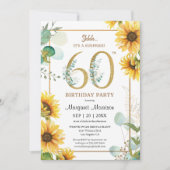60ste verjaardagsfeestje Zonnebloemen Elegante blo Kaart (Voorkant)