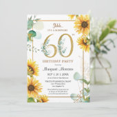 60ste verjaardagsfeestje Zonnebloemen Elegante blo Kaart (Staand voorkant)