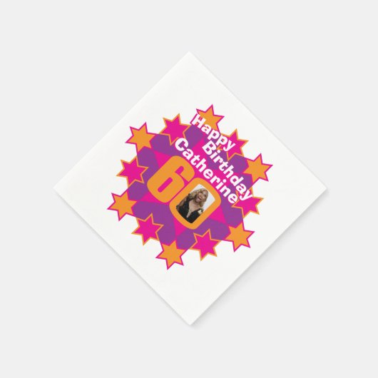 60ste verjaardagsfoto en noem roze sterluiers servetten (Hoek)