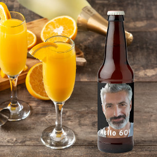 60ste verjaardagsfoto hallo 60 jongens mannen bier etiket