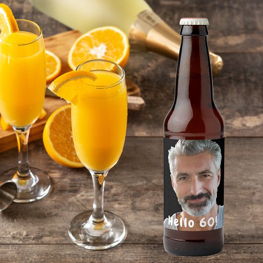 60ste verjaardagsfoto hallo 60 jongens mannen bier etiket