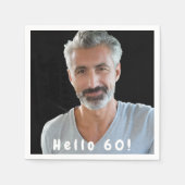 60ste verjaardagsfoto hallo 60 jongens mannen servet (Voorkant)