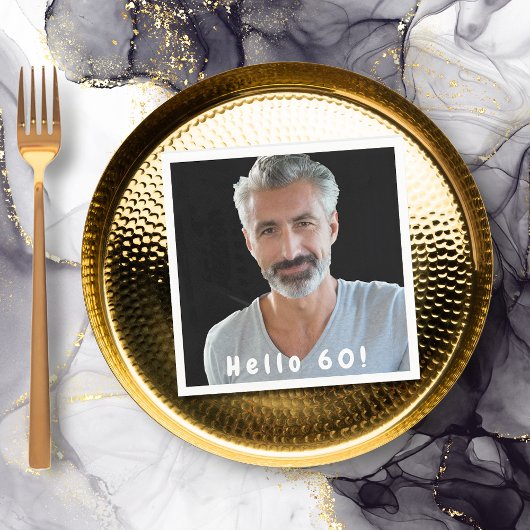 60ste verjaardagsfoto hallo 60 jongens mannen servet
