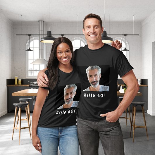 60ste verjaardagsfoto hallo 60 jongens mannen t-shirt