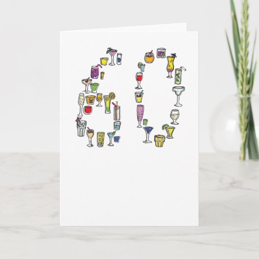 60ste verjaardagskaart, cocktails kaart (Voorkant)