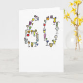 60ste verjaardagskaart, cocktails kaart (Gele Bloem)