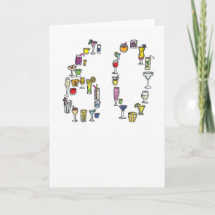 60ste verjaardagskaart, cocktails kaart
