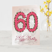 60ste verjaardagskaart met rozen en bladeren kaart (Gele Bloem)