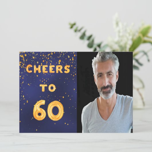 60ste verjaardagskertjes tot 60 gouden ballontekst kaart (Staand voorkant)