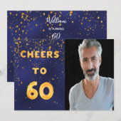 60ste verjaardagskertjes tot 60 gouden ballontekst kaart (Voorkant / Achterkant)