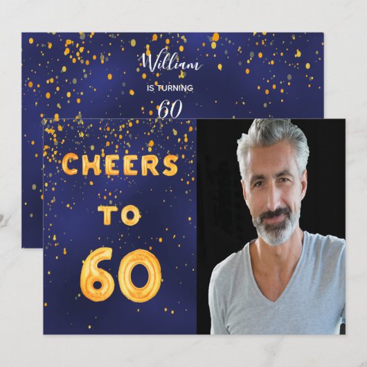 60ste verjaardagskertjes tot 60 gouden ballontekst kaart (Voorkant / Achterkant)