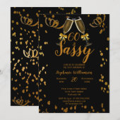 60ste verlichting zwart | Nep goud champagne Kaart (Voorkant / Achterkant)