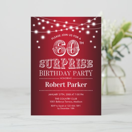 60ste Verrassingsverjaardag - Zwart Rood Wit Kaart (Staand voorkant)