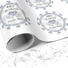 60th, 75th, 100th Diamond Wrapping Paper, Roll Cadeaupapier