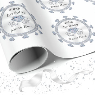 60th, 75th, 100th Diamond Wrapping Paper, Roll Cadeaupapier