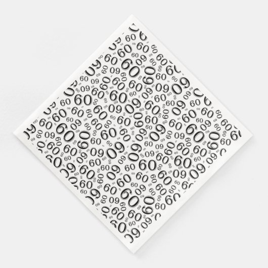 60th Age Random Number Pattern Black/White Servet (Hoek)