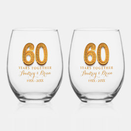 60th Anniversary Personalized Wijnglas Zonder Voet