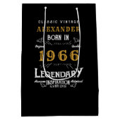 60th Birthday 1966 Add Name Legend Black Gold Medium Cadeauzakje (Achterkant)