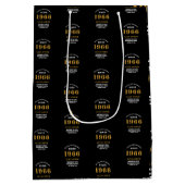 60th Birthday 1966 Black Gold Chic Elegant Medium Cadeauzakje (Achterkant)