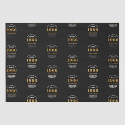 60th Birthday 1966 Black Gold Chic Elegant Tissuepapier (Voorkant)