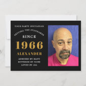 60th Birthday 1966 Black Gold Personalized Photo Kaart (Voorkant)