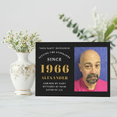 60th Birthday 1966 Black Gold Personalized Photo Kaart
