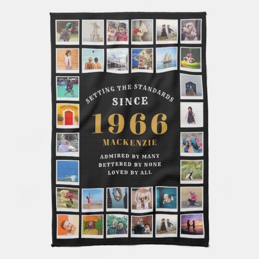 60th Birthday 1966 Family Memories Photo Collage Theedoek (Verticaal)