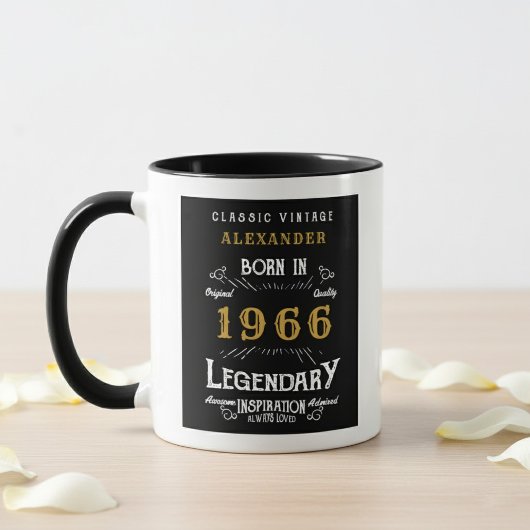 60th Birthday 1966 Legend Retro Black Personalized Mok