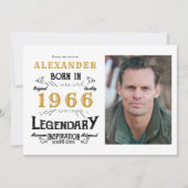 60th Birthday 1966 Legend White & Gold Photo Kaart (Voorkant)